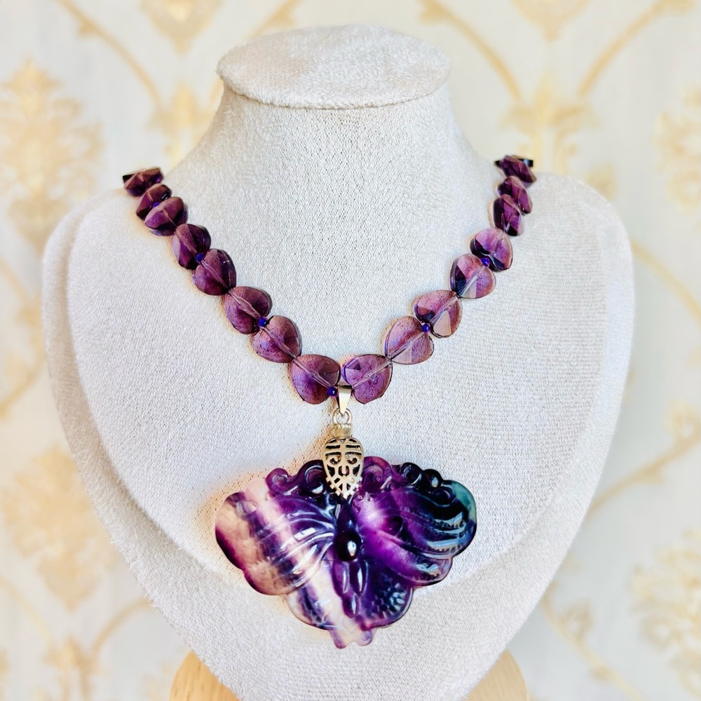 Elegant Amethyst Butterfly Pendant Necklace